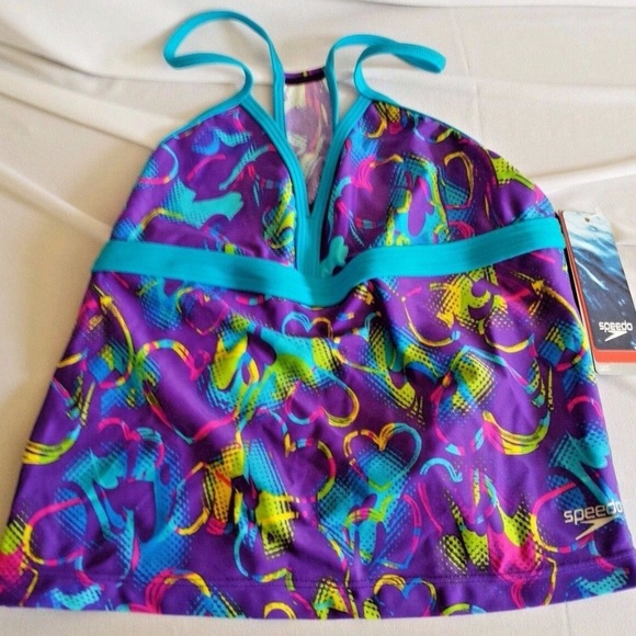 Speedo Youth Tankini Top Multi Color Racer Back - Picture 1 of 5